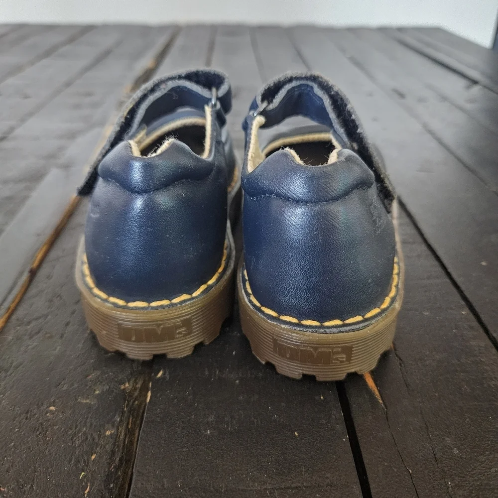 Dr. Martens Kids Girls 10 Navy Blue Leather Dress Shoes Mary Jane Gummy Sole